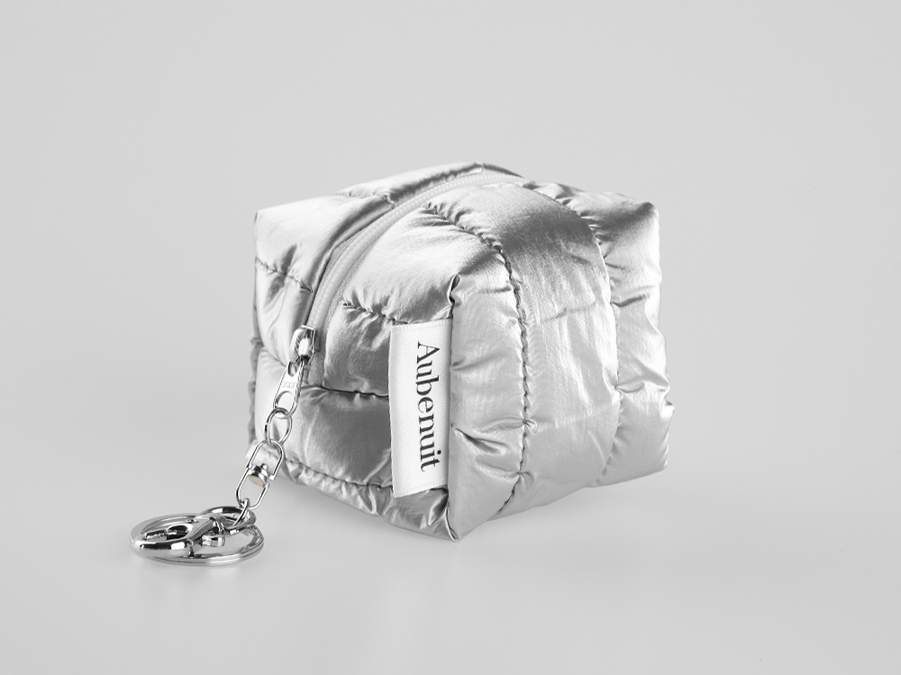 AUBENUIT <br> MINI NECESER <br> METALIC PADDED <br> CUBE PUCH SILVER